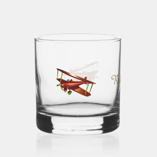 Vaso De Whiskey ¡Refrescante! Red Biplane Drinkware Set