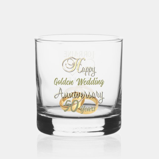 Vaso De Whiskey Regalo de 50 años personalizado Gafas sucias (Anverso)