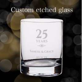 Vaso De Whiskey Regalo personalizado del 25º aniversario de los Bo