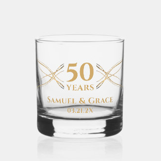 Vaso De Whiskey Regalo personalizado elegante dorado para el 50 an