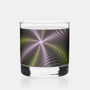 Vaso De Whiskey Resumen brillante Trippy Colorido arte fractal 3D
