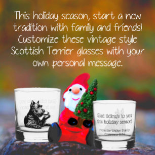 Vaso De Whiskey Rocas de Navidades de perro escocés personalizadas