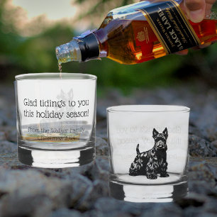 Vaso De Whiskey Rocas de Navidades de perro escocés personalizadas