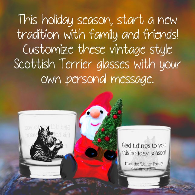 Vaso De Whiskey Rocas de Navidades de perro escocés personalizadas (Always trendy and popular! Scottish Terriers and Christmas!)