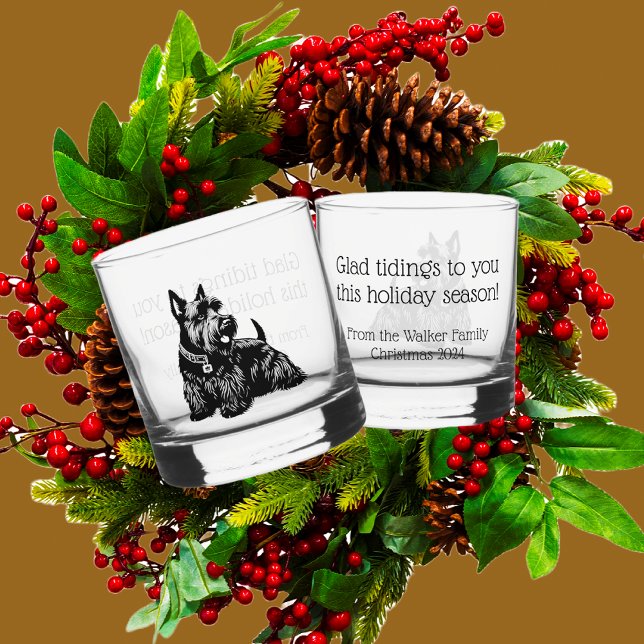 Vaso De Whiskey Rocas de Navidades de perro escocés personalizadas (Subido por el creador)