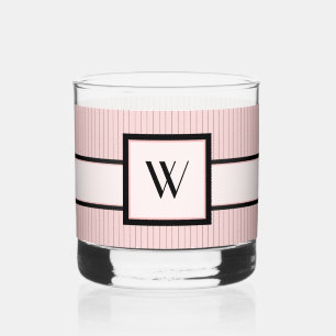 Vaso De Whiskey Rosa con rayas negras