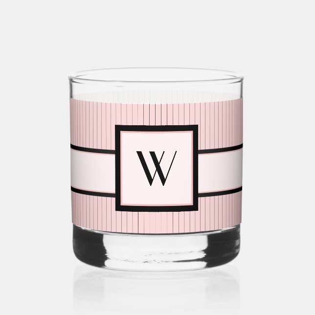 Vaso De Whiskey Rosa con rayas negras (Anverso)