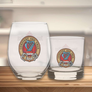 Vaso De Whiskey Rosa de clan Escudo sobre Tartán