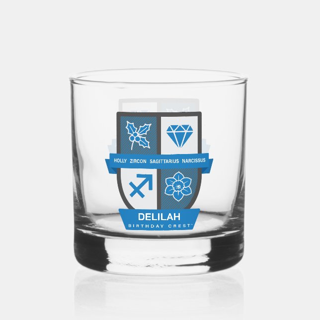 Vaso De Whiskey Sagittarius Birthday Crest™ December 1-21 (Anverso)