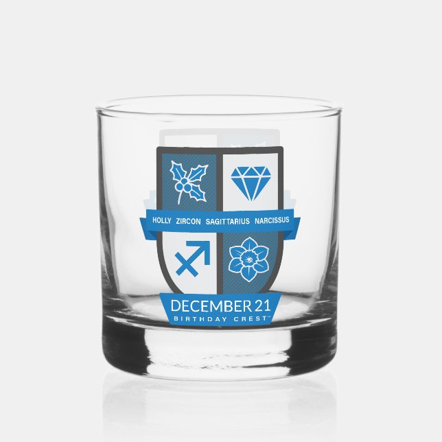 Vaso De Whiskey Sagittarius Birthday Crest™ December 1-21  (Reverso )
