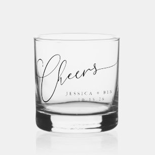 Vaso De Whiskey Saludos Minimal Black Script Custom Wedding