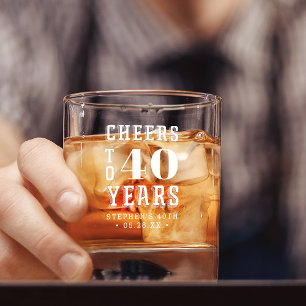 Vaso De Whiskey Saludos personalizados a 40 años Cualquier cumpl