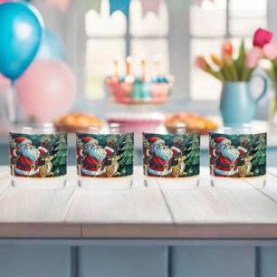 Vaso De Whiskey Santa Claus y sus renos con regalos
