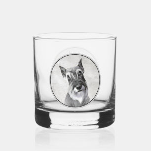 Vaso De Whiskey Schnauzer (gigante) - Arte de perros original muy