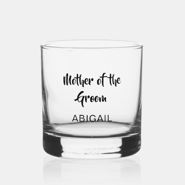 Vaso De Whiskey Script Personalizado Madre del Novio Boda (Anverso)