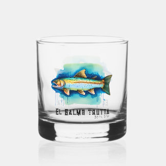 Vaso De Whiskey Serie de Acuarela: Trucha/Salmón