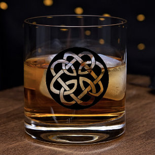 Vaso De Whiskey Símbolo de círculo de nudo celta blanco y negro