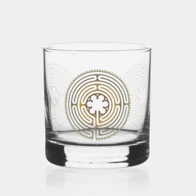 Vaso De Whiskey Símbolo sagrado de geometría - Laberinto de Chartr (Izquierda)