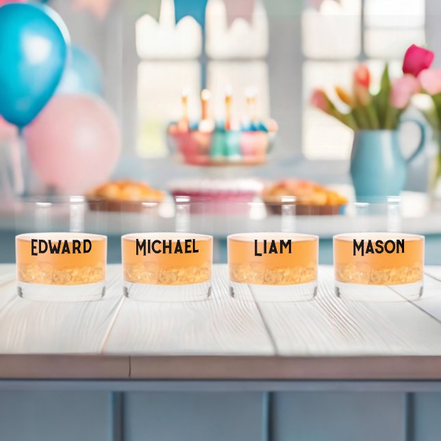 Vaso De Whiskey Simple Groomsmen moderno Nombre personalizado Rega (Insitu (Baby Shower))