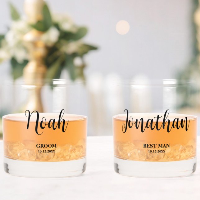 Vaso De Whiskey Simple Script Personalizado Groomsmen Wedding Part (Subido por el creador)
