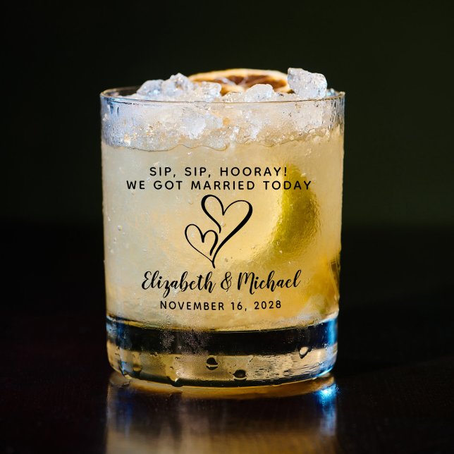 Vaso De Whiskey Sip Sip Sip Hooray Wedding Favor (Subido por el creador)