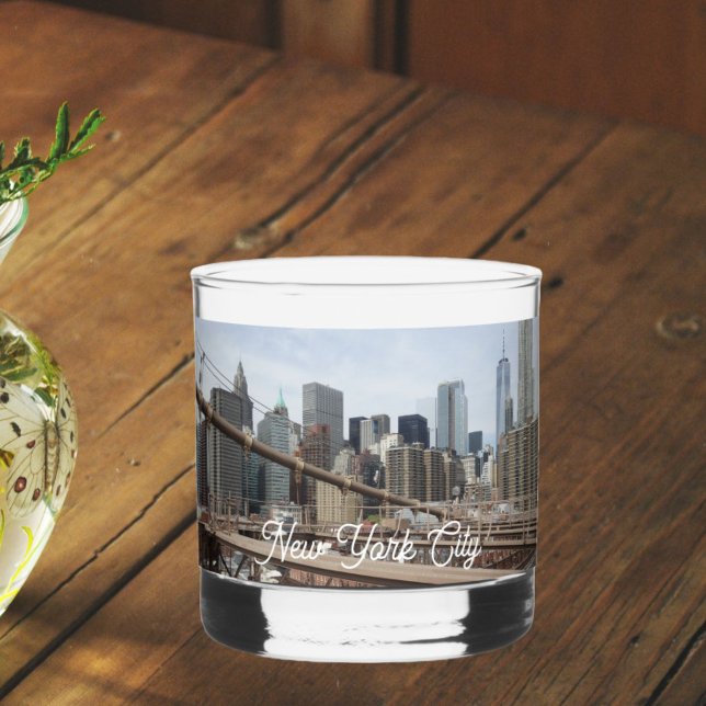 Vaso De Whiskey Skyline Manhattan de Nueva York (In Situ Table)