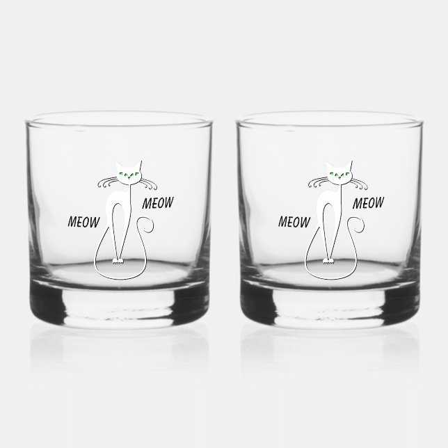 Vaso De Whiskey Slinky Black Cat Meow Meow Personalizado Textos Oj (Anverso)