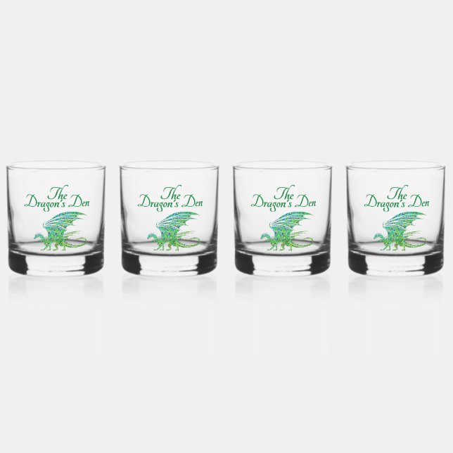 Vaso De Whiskey Sorprendente Dragón Verde Mosaico Personal (Anverso)