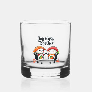 Vaso De Whiskey Soy feliz juntos Sushi Kawaii comida japonesa