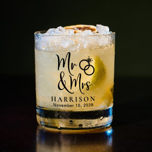 Vaso De Whiskey Sr. y Sra. Boda