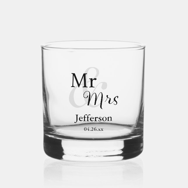 Vaso De Whiskey Sr. y Sra. Boda con nombre y fecha (Reverso )