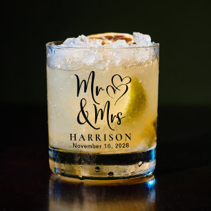 Vaso De Whiskey Sr. y Sra. Hearts Boda