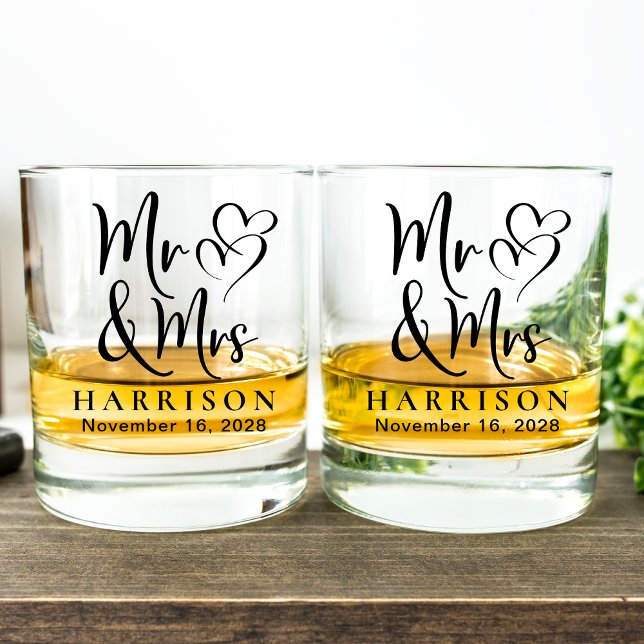 Vaso De Whiskey Sra. Hearts Bride Groom Boda (Subido por el creador)