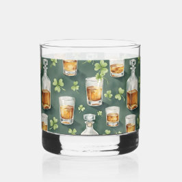 Vaso De Whiskey St. Patrick's Day Whiskey and Shamrocks Pattern