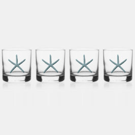 Vaso De Whiskey Starfish Blue Finger