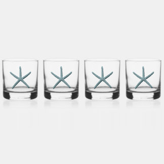 Vaso De Whiskey Starfish Blue Finger