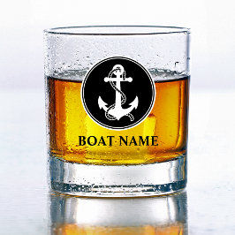 Vaso De Whiskey Su Nombre De Barco Ancla Náutica Y Rope