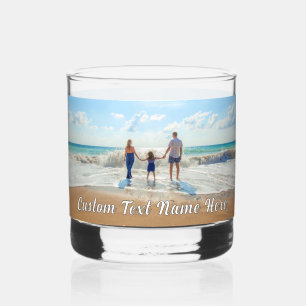 Vaso De Whiskey Sube tu foto Texto personalizado Nombre Personaliz