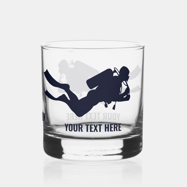 Vaso De Whiskey Submarinismo con texto y nombre personalizado (Reverso )