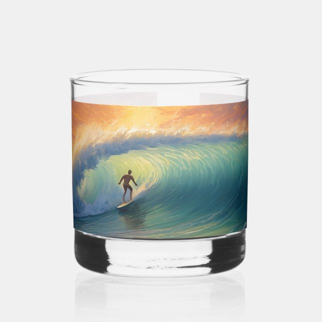 Vaso De Whiskey Surfing de nombre personalizado (Izquierda)