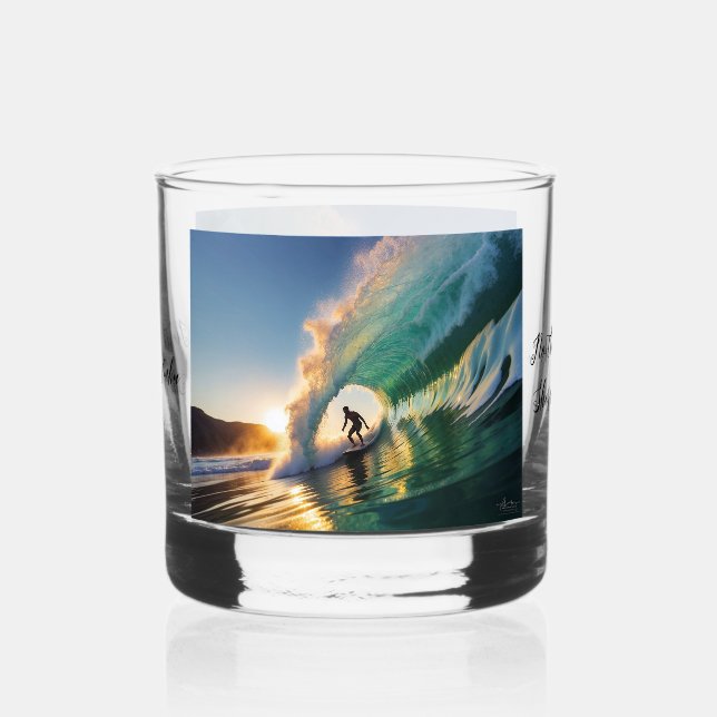 Vaso De Whiskey Surfista colorido y elegante (Anverso)