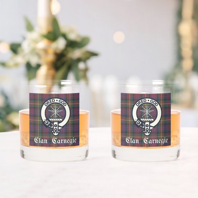Vaso De Whiskey Tartan Clan Carnegie Crest (Insitu (Boda))