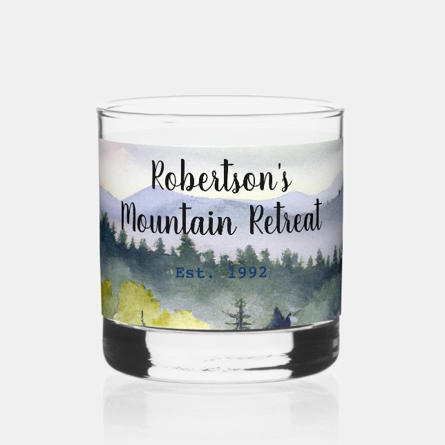 Vaso De Whiskey Tema de Montaña Personalizado (Anverso)