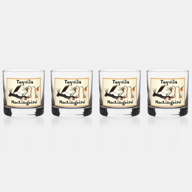 Vaso De Whiskey Tequila Mockingbird chiste Drinkware Set (Anverso)