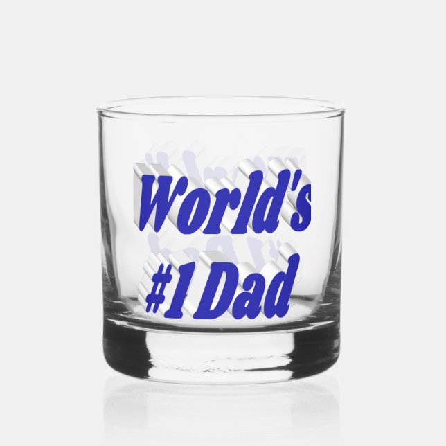Vaso De Whiskey Texto medio azul de papá (Anverso)