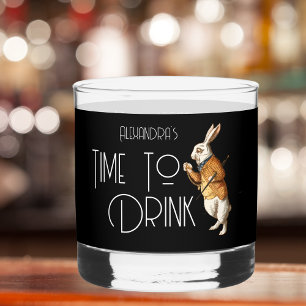 Vaso De Whiskey Tiempo Personalizado De Beber De Conejo Blanco