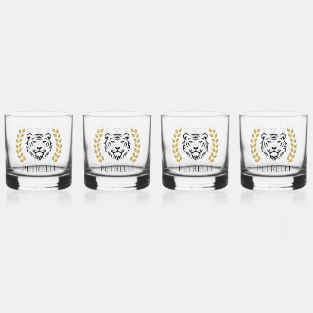 Vaso De Whiskey tigre y Laureles  (Anverso)