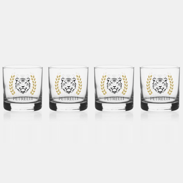 Vaso De Whiskey tigre y Laurels (Anverso)
