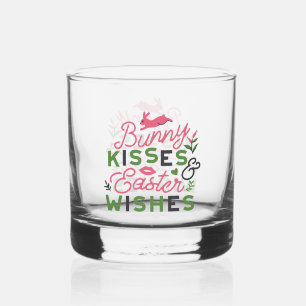 Vaso De Whiskey Tipografía alegre de Pascua - Besos conejitos