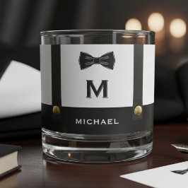 Vaso De Whiskey Tirantes y pajarita nombre monograma niño